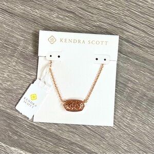 Kendra Scott Elisa Rose Gold Filigree Pendant Necklace NWT